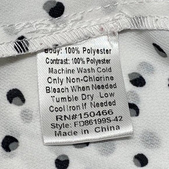 Monday Fun Semi Sheer Blouse Women's Small White Black Polka Dot Career Clothing - Picture 4 of 6